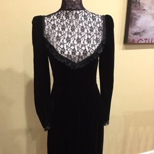 Vintage Corpse Bride Velvet Steam Punk Black Dress